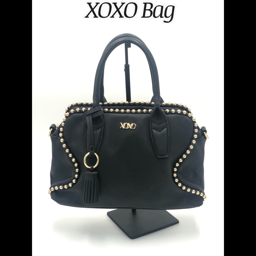 XOXO Black Faux Leather Gold Studded Bag